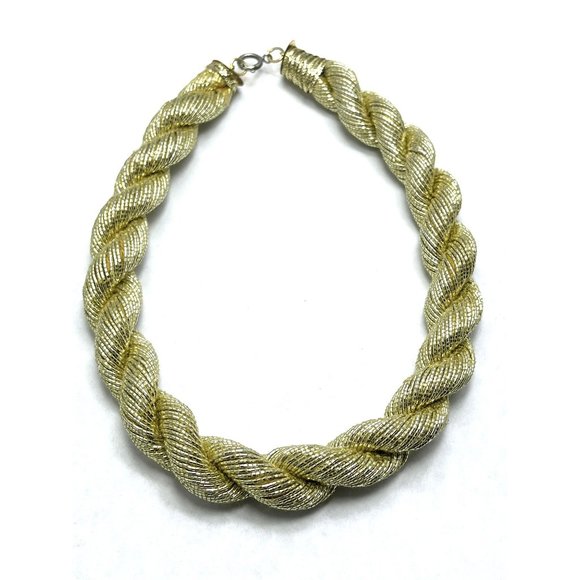 Vintage Gold Metallic Rope Choker Necklace - Picture 2 of 4